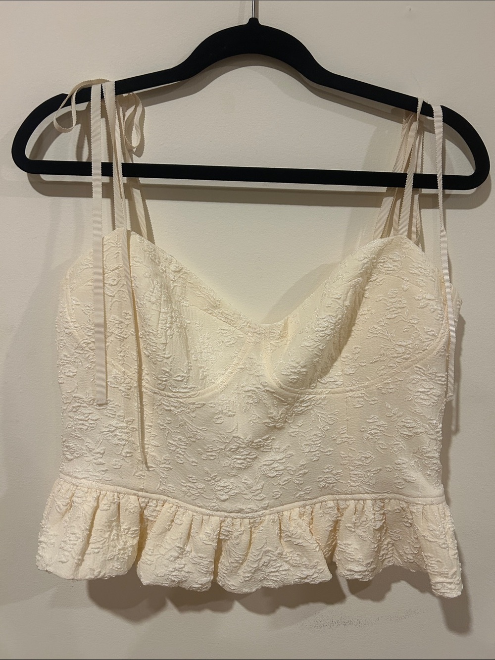 Reformation Cream Lace Ruffle Camisole